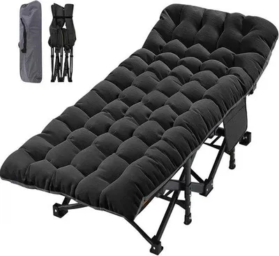 Obrázek produktu pro Skládací cestovní postel – přistýlka – pohodlný spánek – extra velká a pevná – 198 x 81 cm – černá