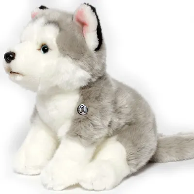 Produktbild von Husky Kuscheltier sitzend 26 cm grau-weiß - Plüsch Hund SMILLA