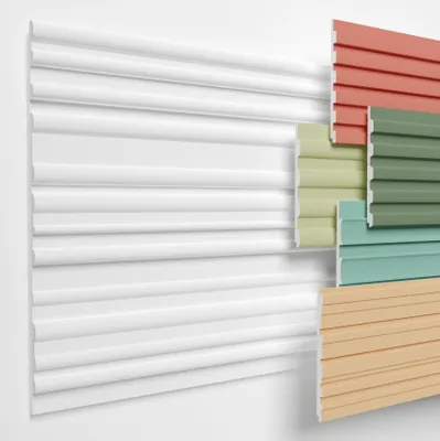 Produktbild von HEXIMO Lamellenwand (0.46 m²) aus XPS - Lamellen Wandpaneele Lamellenverkleidung Akustikpaneele weiß (1 Paneel, HLM-9-01 weiß) zum streichen Wohnzimmer Styropor