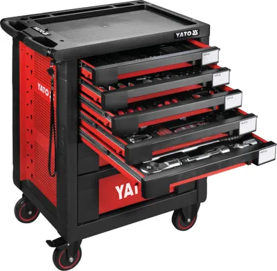 Obrázok produktu pre Yato YT-55293, Oceľ, Čierna, Červená, 5 zásuvka/zásuviek, 2 zásuvka/zásuviek, 35 kg, 25 kg
