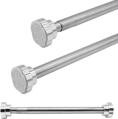 Zdjęcie produktu dla Drążek do zasłon prysznicowych 40–55 cm, stal nierdzewna, regulowany, bez wiercenia – antypoślizgowy