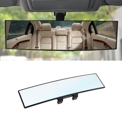 Image de Rétroviseur de voiture grand angle, miroir plat, 30x7,5 cm, protection contre l'éblouissement, universel, blanc
