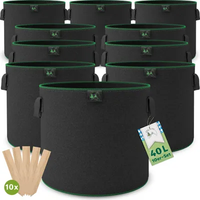 Produktbild von TTL GARDEN Pflanzsack 40L – 10er Set Stofftöpfe aus Filz & Vliesstoff