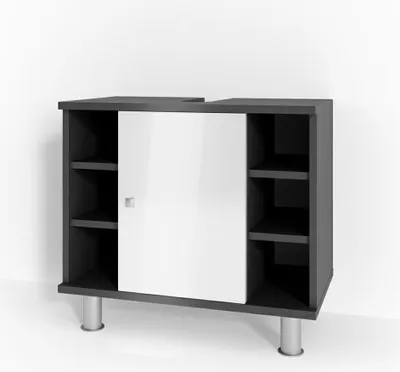 A product shot of a bathroom vanity cabinet against a white background.