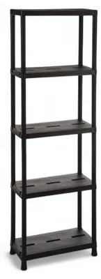 Image de Étagère ventilée d'intérieur à 5 tablettes, noire, capacité maximale de 180 kg, dimensions 71 x 35 x 180 cm, e