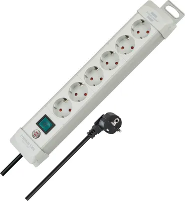 Produktbild von Brennenstuhl Premium-Line Steckdosenleiste 6-fach lichtgrau 3m H05VV-F 3G1,5, 1955560100