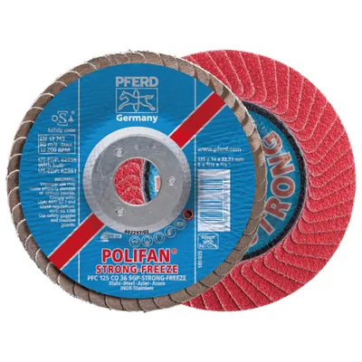 Obrázek produktu pro PFERD POLIFAN flap discs ceramic oxide grain CO-FREEZE SGP STRONG INOX, 12,5 cm, 10 kusů