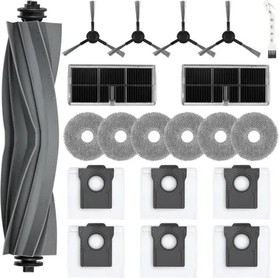 Produktbild von 20 Stück Zubehör für Dreame L10s Ultra Gen 2 / L10s Pro Ultra Heat/Mova E30 Ultra/L40 Ultra AE Saugroboter, 1 Hauptbürste, 6 Staubbeutel, 6 Wischtücher, 4 Seitenbürsten, 2 Filter, 1 Reinigungsbürste