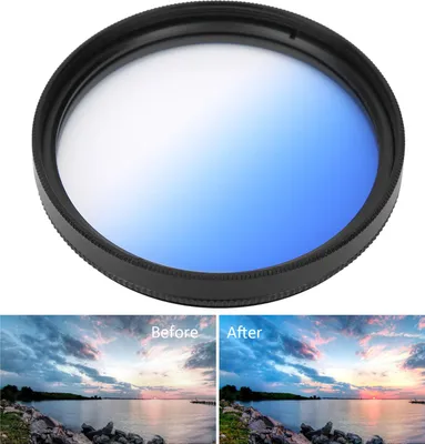 Produktbild von Junestar 52 mm DSLR-Objektiv-Verlaufsfilter für Canon/Nikon/Sony/Olympus/Fuji-Kamera, Farbverlaufsblau