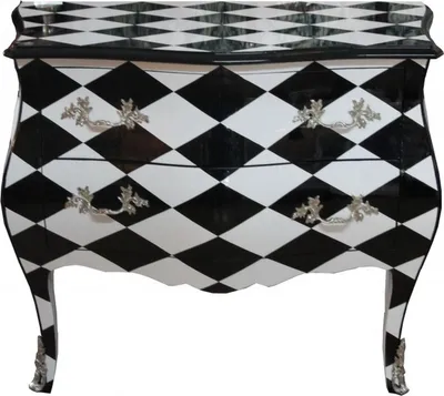 Image de Commode Casa Padrino Barock, motif carreau noir et blanc, 104 x 52 x 83 cm - Commode de luxe fabriquée à la main en bois massif