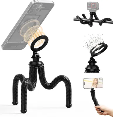 Obrázek produktu pro TELESIN P3-FM-02 Magnetický, flexibilní stojan na telefon, stolní stojan na telefon, nosnost 2 kg, se šroubem 1/4 palce, náhrada za iPhone 15/14/13/12, živé streamování videozáznamu