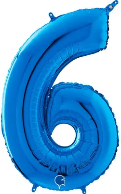 Obrázok produktu pre Fóliový balón číslo 6 modrý, 66 cm Grabo