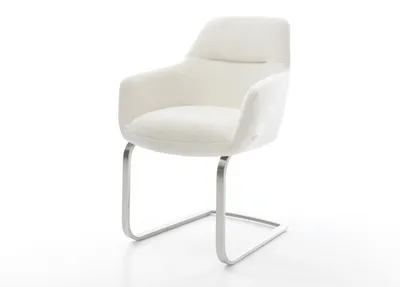 Produktbild von DELIFE Freischwinger Pejo-Flex Bouclé Soft Beige Freischwinger flach Edelstahl Taschenfederkern