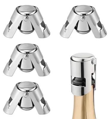 Champagnerflaschenverschluss, Edelstahl, 4 Stück, luftdicht