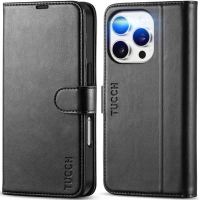Obrázek produktu pro SolidKeus – Peněženkové pouzdro pro iPhone 16 Pro s ochranou proti RFID a funkcí stojánku