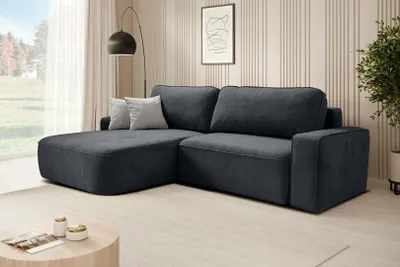 Produktbild von Ecksofa TORRE - Links seite Eckcouch L-Form mit Schlaffunktion & Bettkasten - Dunkelgrau (Velo636)