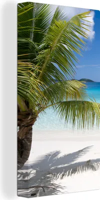 Produktbild von MuchoWow® - Leinwandbilder - Tropische Palmen am Strand, Wandbild, Wanddeko Bilder Wohnzimmer, 40x80 cm