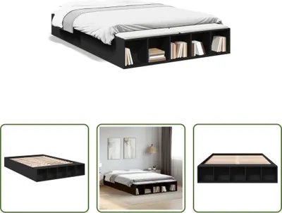 Produktbild von The Living Store Bettgestell Schwarz 150x200 cm Holzwerkstoff