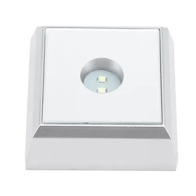 Obrázok produktu pre Štvorcový držiak podstavca LED lampy pre krištáľový akrylový stojan na sochy, strieborný (biele svetlo)