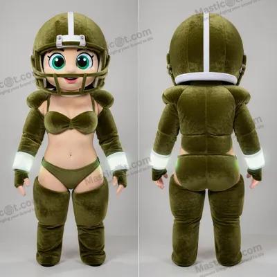 Produktbild von Olivgrüner MASTICOT American-Football-Helm-Maskottchen mit breiten Schultern