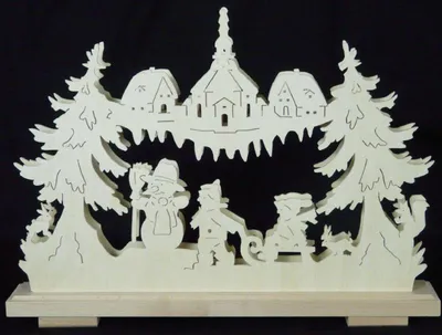 Produktbild von Schwibbogen mit Schneemann Winterkinder und Beleuchtung BxHxT 44x32x7cm NEU