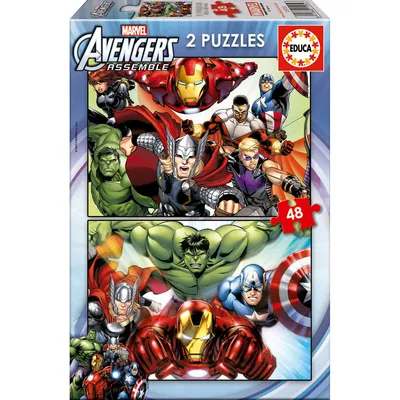 Image de Educa Borras - Puzzle Avengers 2x48 szt. - Oficjalny produkt premium Marvel