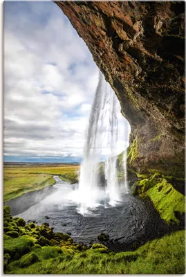 Produktbild von ARTland Leinwandbild Wasserfall Seljalandsfoss auf Island Größe: 40x60 cm