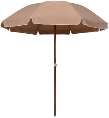 Image de Parasol de jardin compact - Ø 210 cm - Marron - Idéal pour le balcon et la terrasse - Résistant aux UV - Mât en acier aspect bois - Ø 32 mm