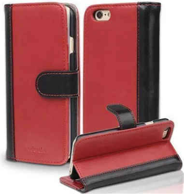 Produktbild von Cadorabo Hülle für Apple iPhone 6 / 6S Hülle in Rot Schutzhülle Handyhülle Standfunktion Etui Cover Case