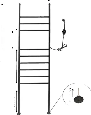 Immagine prodotto di Scaldasalviette, acciaio inox, design impermeabile, nero