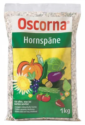 Produktbild von Oscorna Hornspäne, natürlicher Stickstoffdünger organischer Herkunft, 1 Kg Beutel