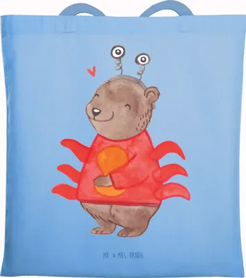Produktbild von Mr. & Mrs. Panda Uni Tasche Krebs Astrologie - Sky Blue - Geschenk, Schultasche, Laptoptasche, Shopping, Tote Bag, Tierkreiszeichen, Sternzeichen, Geburtstagsgeschenk