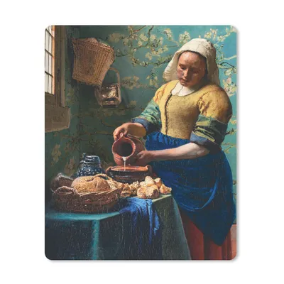 Produktbild von MuchoWow® Mauspad Mousepad Milchmädchen - Mandelblüte - Van Gogh - Vermeer - Gemälde - Alte Meister 30x40 cm - Mousepads - Maus Mat - Pad - Mausunterlage - Mausmatten