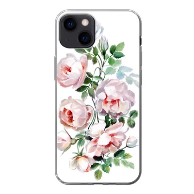 Produktbild von MuchoWow® Handyhülle Schutzhülle Hülle für iPhone 13 Aquarell - Rosen - Blumen Silikon Softcase Handy Hülle - Karteninhaber