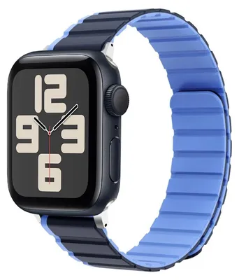 Obrázek produktu pro Pro Apple Watch SE 2023 44mm Dvoubarevný magnetický silikonový řemínek Blue