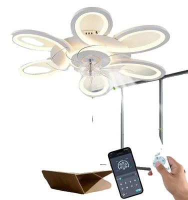 Immagine prodotto di Ventilatore da soffitto, luce LED dimmerabile, funzione telecomando, BIANCO