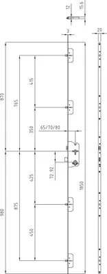 Produktbild von MFV-Schloss 124-MF6/Cerbero, DM 65, Stulp 1850 x 20 x 3 mm rund, silberfärbig ÖNORM