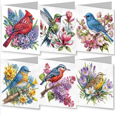 Imagen del producto de Kit de pintura con diamantes para hacer tú mismo, con temática navideña, que incluye tarjetas y sobres