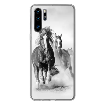 Produktbild von MuchoWow® Handyhülle Schutzhülle Hülle für Huawei P30 Pro Pferde - Tiere - Illustration Silikon Softcase Handy Hülle - Schutzdeckel