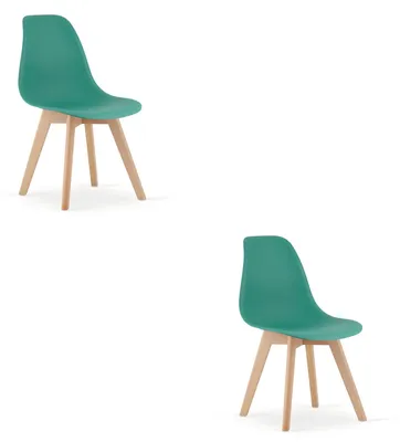 Imagen del producto de Sillón reclinable - Leobert - Kito - Color verde/Patas de madera natural - 46 x 54,5 x 80 cm - Juego de 2 unidades