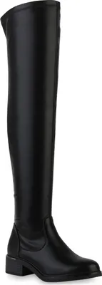 Produktbild von VAN HILL Damen Leicht Gefütterte Overknees Stiefel Schuhe 840778, Farbe: Schwarz, Größe: 37