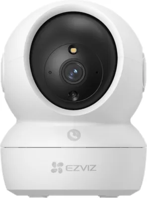 A white EZVIZ 8MP Pan & Tilt Camera H6c Pro 4K is shown from the front against a white background.