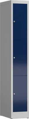 Produktbild von Schließfachschrank, Fächerschrank 3 Fächer Spind 180x30x50cm, lichtgrau/enzianblau X-520311