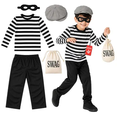 Einbrecher Kostüm Kinder Dieb Verkleidung Set S