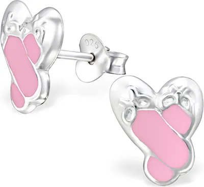Produktbild von Kinderohrstecker: Mädchen Ohrringe Silber „rosa Ballerinas / Ballettschuhe“