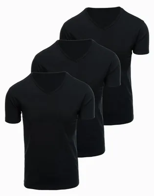 Produktbild von OMBRE Herren T-Shirt V-Ausschnitt Basic 3er-Pack OM-TSBS-0281 black XXL