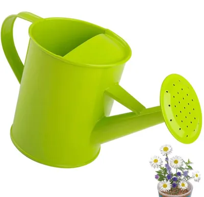 Gießkanne 600 ml, grün, aus Metall für Zimmer- und Balkonpflanzen
