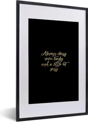 Produktbild von MuchoWow® Gerahmtes Poster Zitate - Gold - Briefe 40x60 cm - Poster mit Schwarzem Bilderrahmen Wandposter Rahmen Foto Bilder - Poster in Rahmen