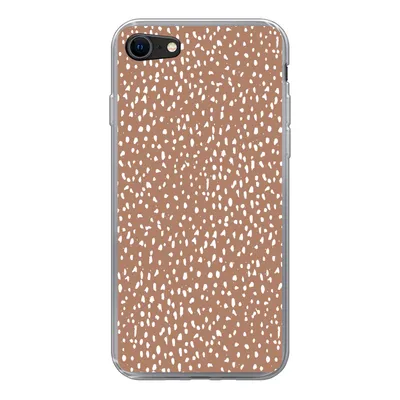 Produktbild von MuchoWow® Handyhülle Schutzhülle Hülle für iPhone 8 Polka dots - Weiß - Braun Silikon Softcase Handy Hülle - Schutzhaube