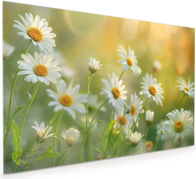 Produktbild von Küchenrückwand Spritzschutz Glas mit Motiv Blühende Gänseblümchen 40 x 40 cm